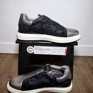 Karl Lagerfeld Black and Silver Men's Loafers